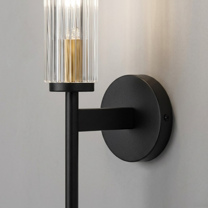 Modern Linear Wall Light – Brass and Glass LED Sconce for Bathroom or Bedroom