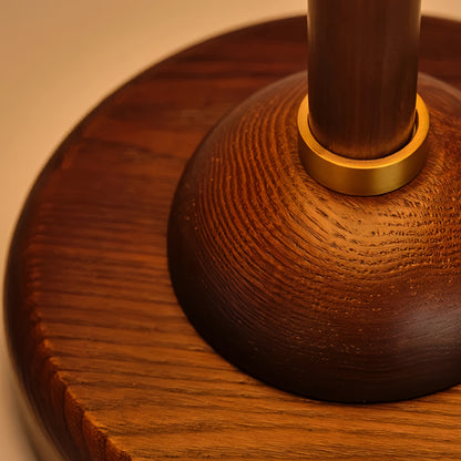 Modern Fabric Table Lamp – Copper and Walnut Wood
