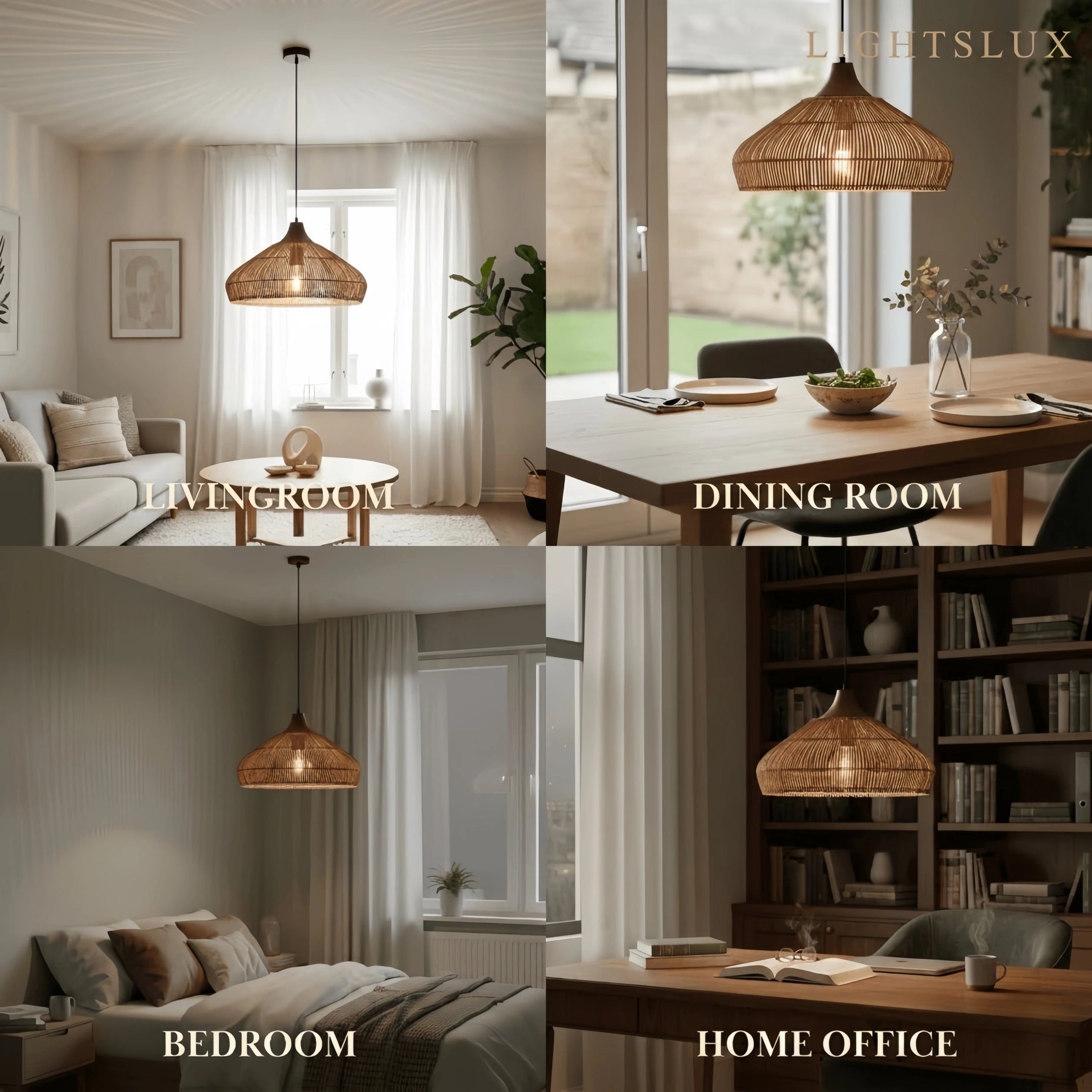 Modern Fabric Table Lamp – Copper and Walnut Wood Bedside Light