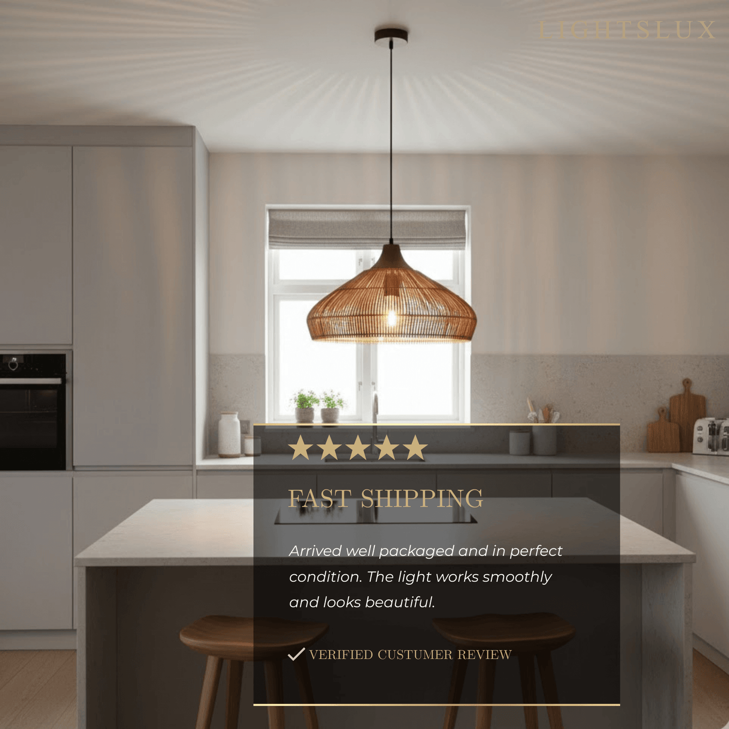 Modern Fabric Table Lamp – Copper and Walnut Wood Bedside Light for Bedroom