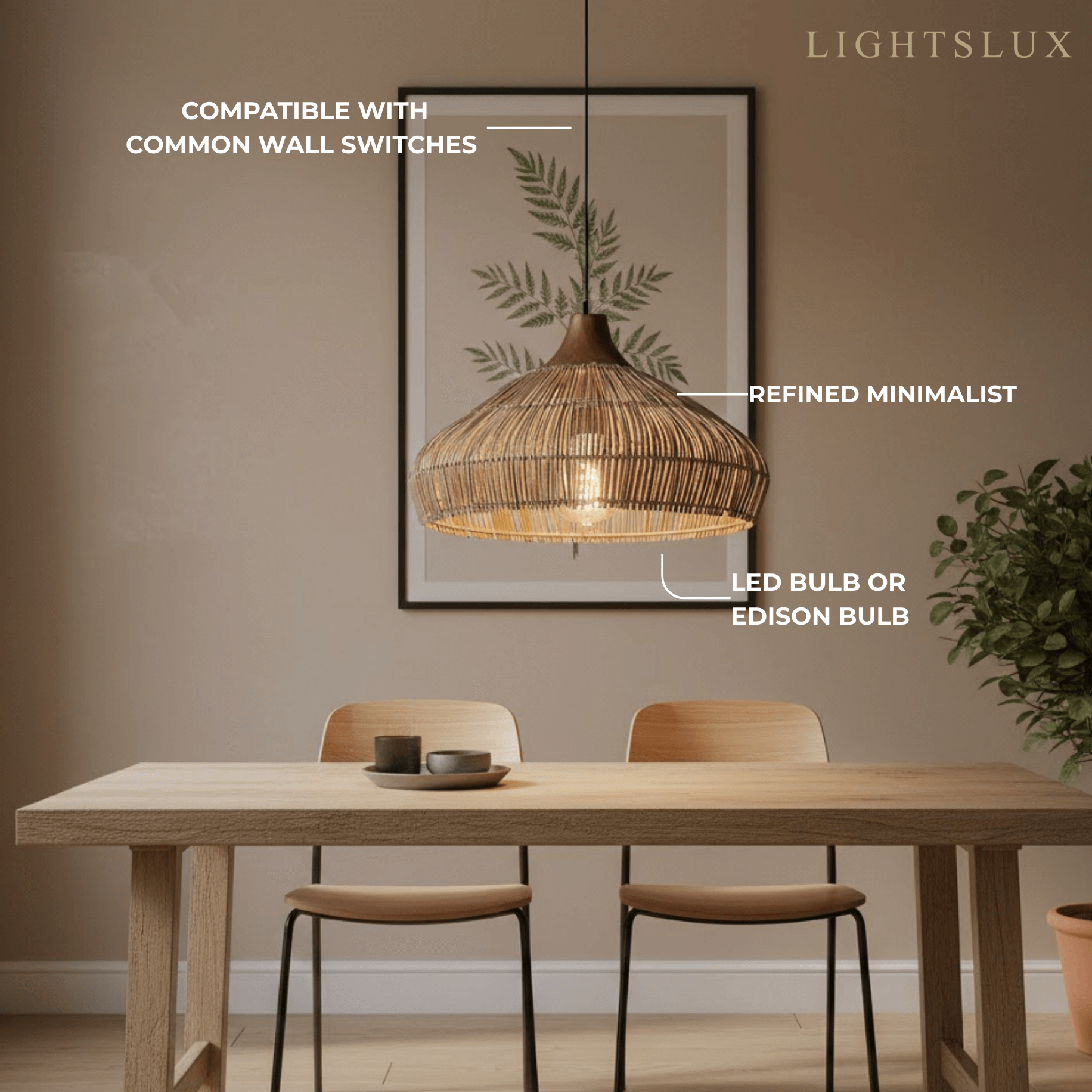 Modern Fabric Table Lamp – Copper and Walnut Wood Bedside Light for Bedroom