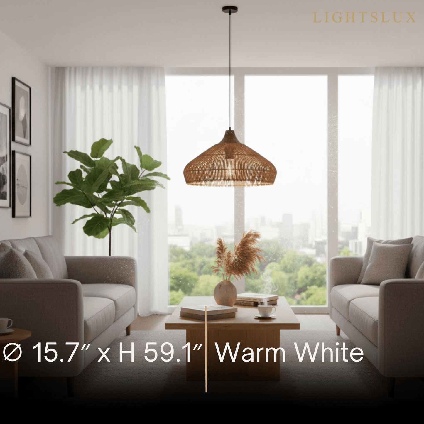 Modern Fabric Table Lamp – Copper and Walnut Wood Bedside Light for Bedroom