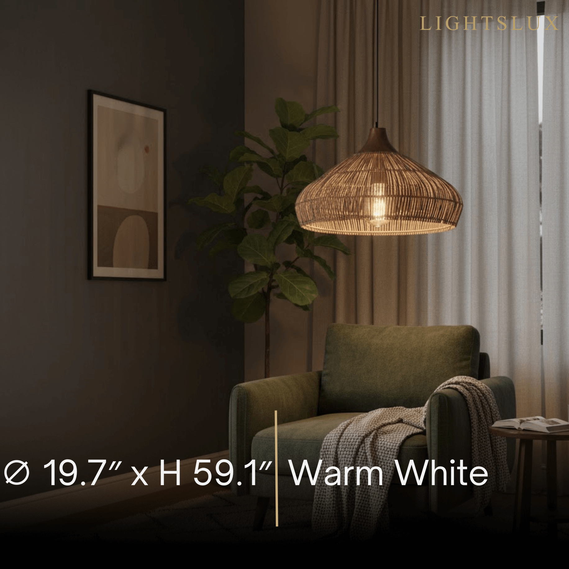 Modern Fabric Table Lamp – Copper and Walnut Wood Bedside Light for Bedroom