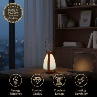 Modern Leather Table Lamp – Portable LED Glass Light