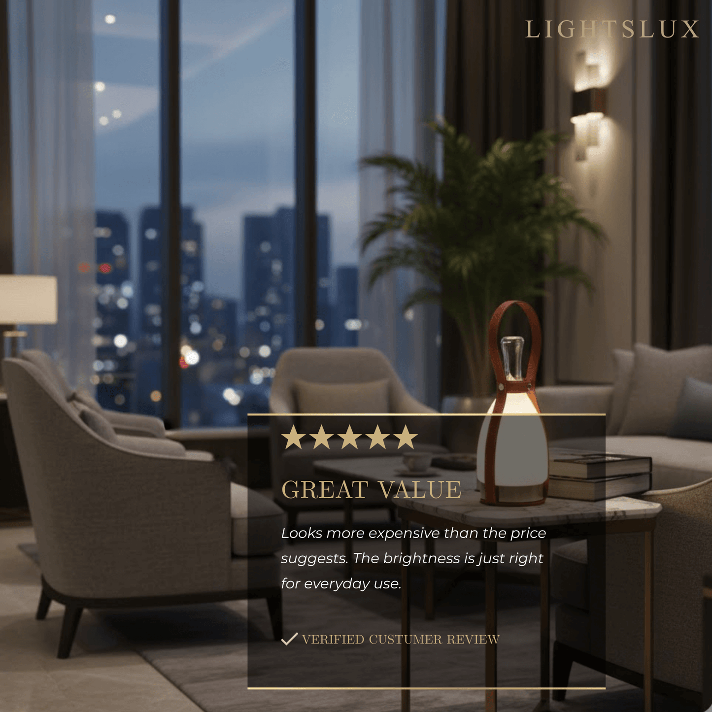 Modern Leather Table Lamp – Portable LED Glass Light in Brown, White or Silver for Bedroom