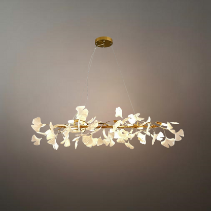 Modern Ginkgo Chandelier – Ceramic Petal Ceiling Light