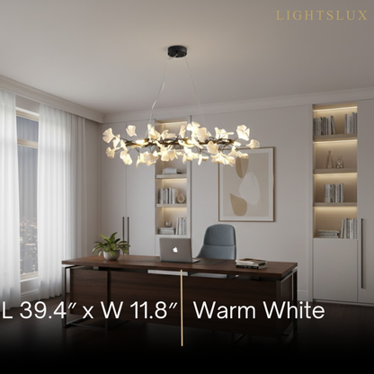 Modern Ginkgo Chandelier – Ceramic Petal Ceiling Light