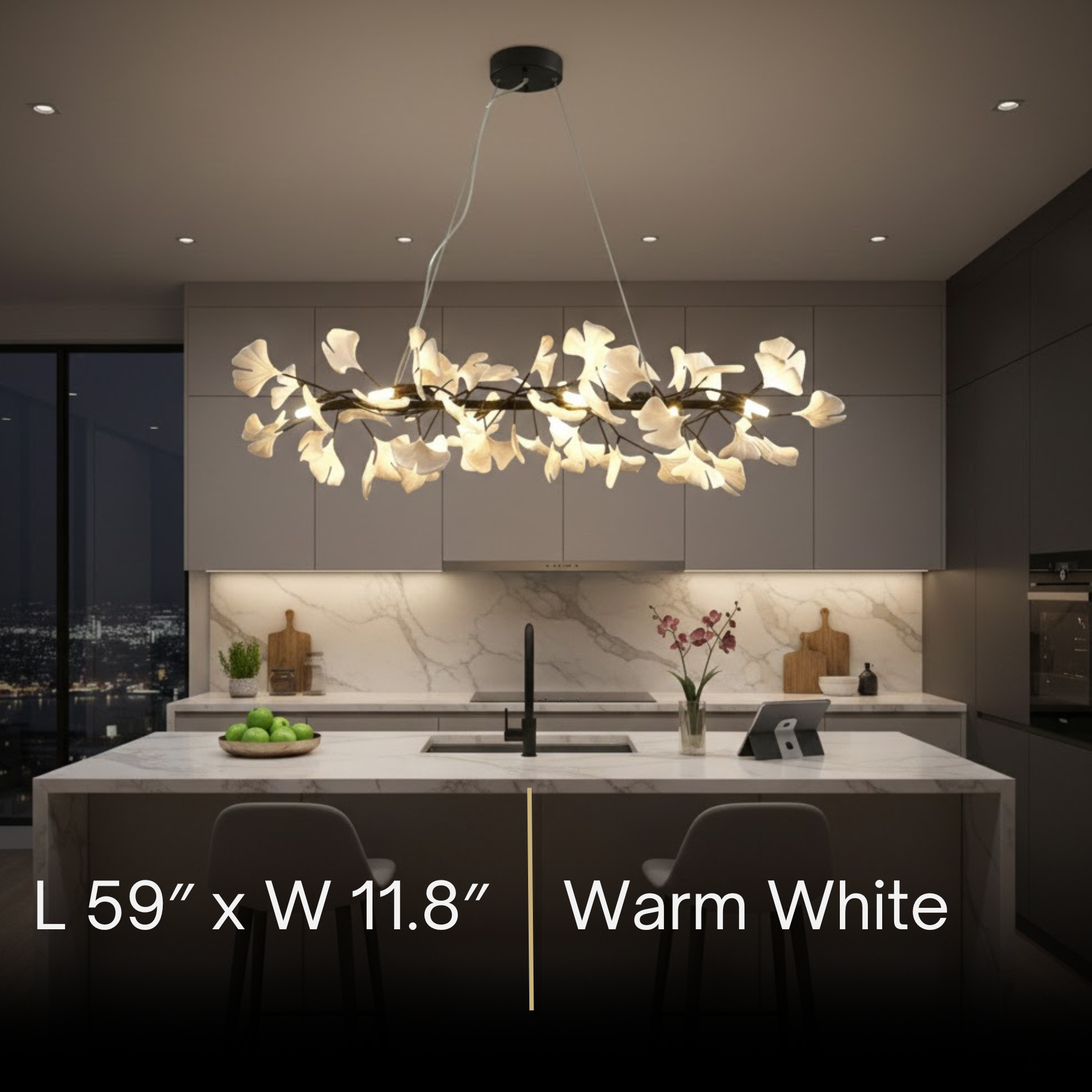 Modern Ginkgo Chandelier – Ceramic Petal Ceiling Light