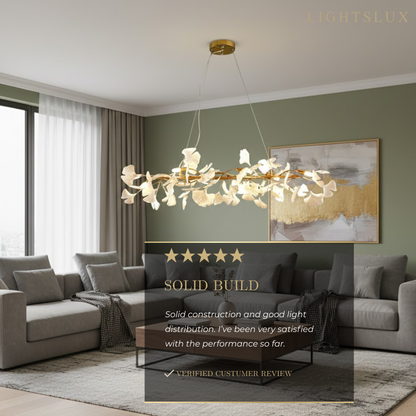 Modern Ginkgo Chandelier – Ceramic Petal Ceiling Light