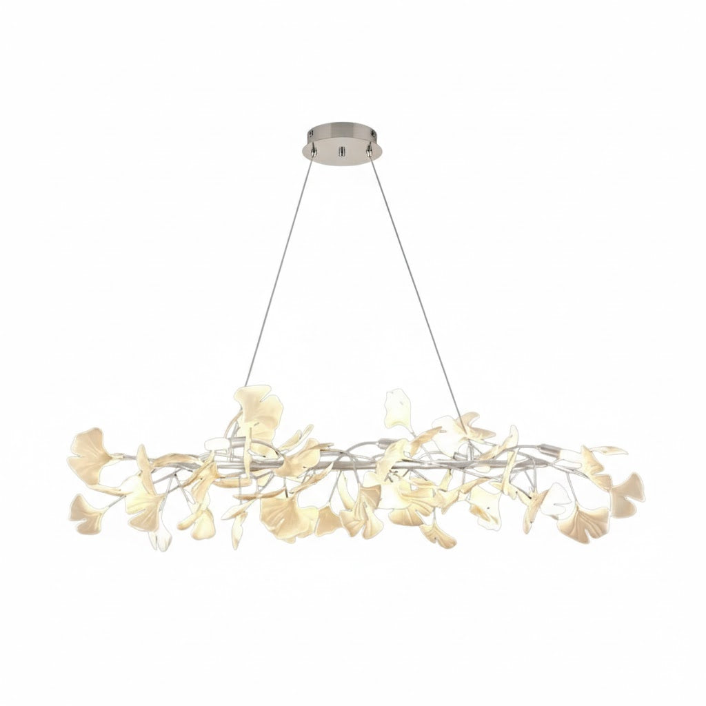 Modern Ginkgo Chandelier – Ceramic Petal Ceiling Light