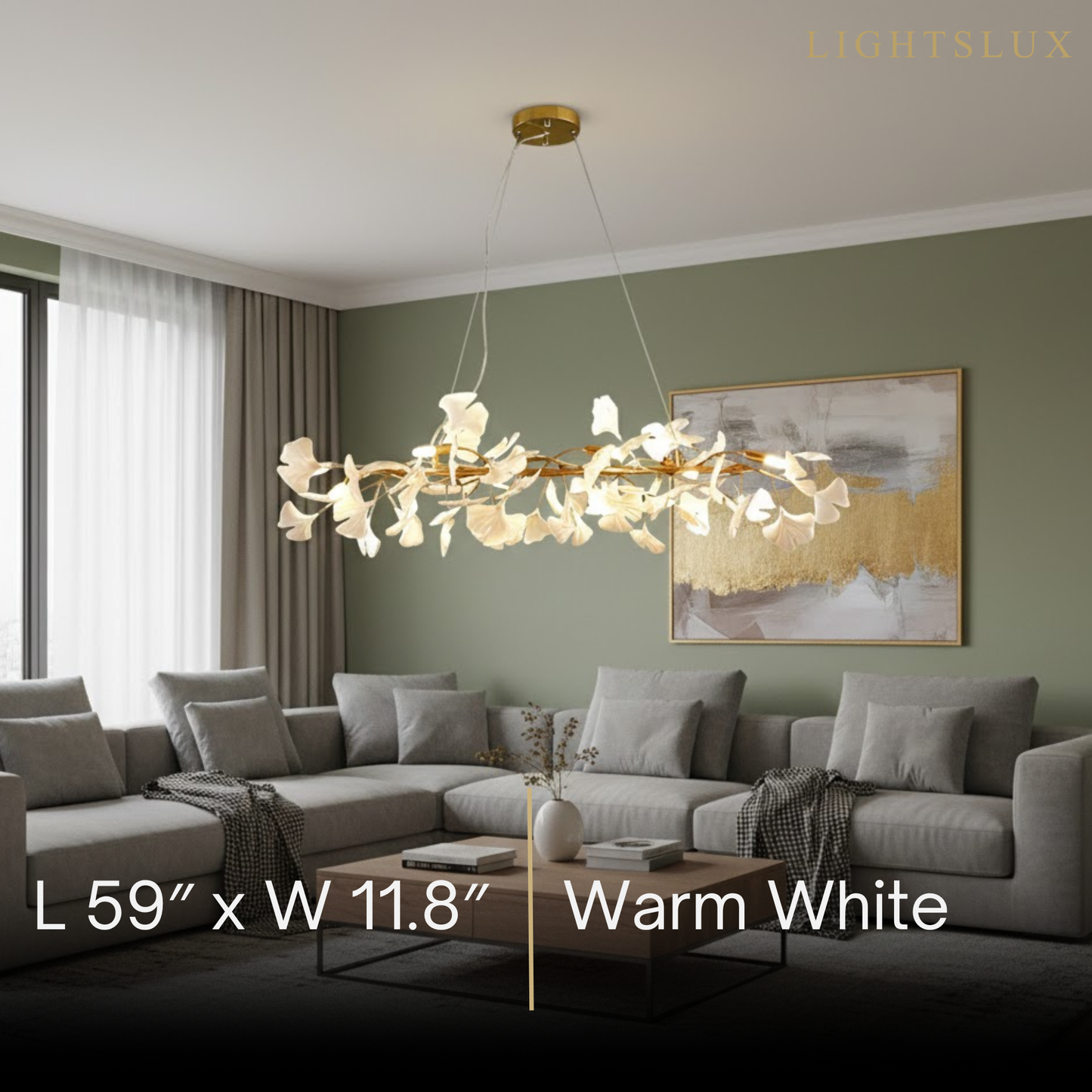 Modern Ginkgo Chandelier – Ceramic Petal Ceiling Light