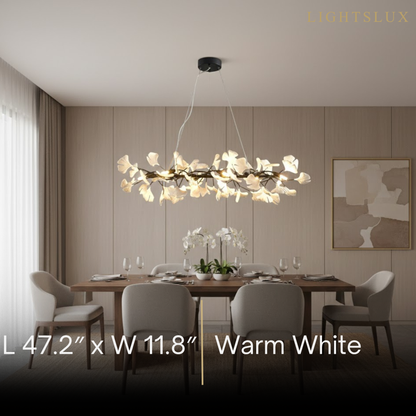 Modern Ginkgo Chandelier – Ceramic Petal Ceiling Light