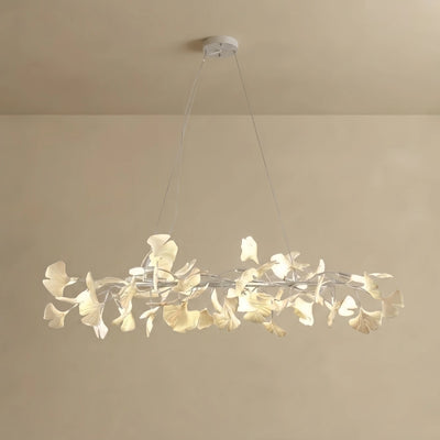Modern Ginkgo Chandelier – Ceramic Petal Ceiling Light in Gold for Dining Room