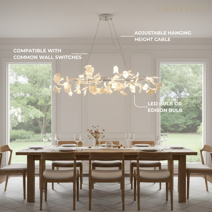 Modern Ginkgo Chandelier – Ceramic Petal Ceiling Light