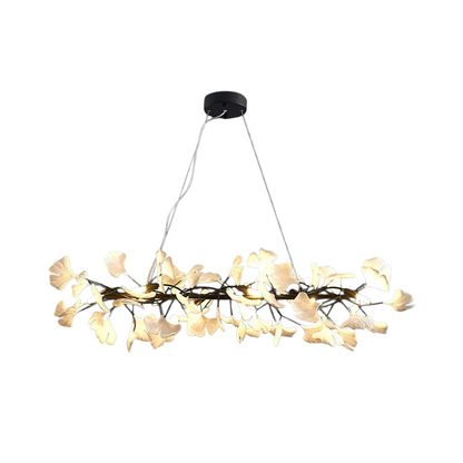 Modern Ginkgo Chandelier – Ceramic Petal Ceiling Light