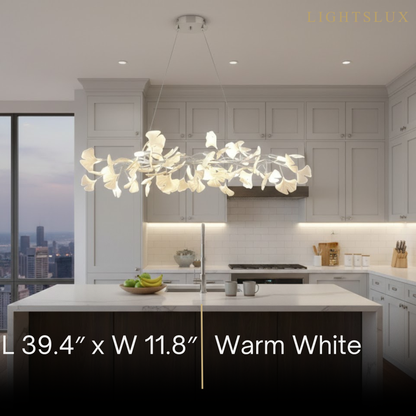 Modern Ginkgo Chandelier – Ceramic Petal Ceiling Light