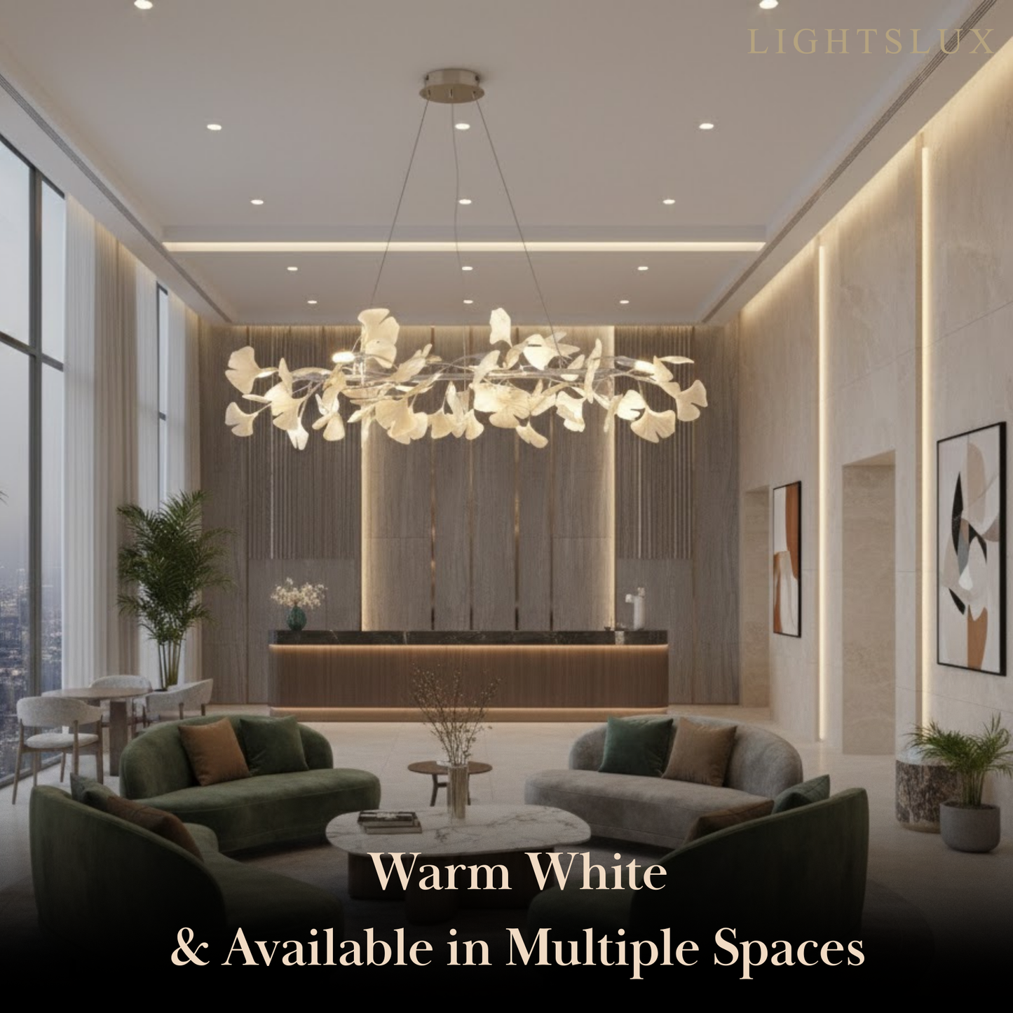 Modern Ginkgo Chandelier – Ceramic Petal Ceiling Light