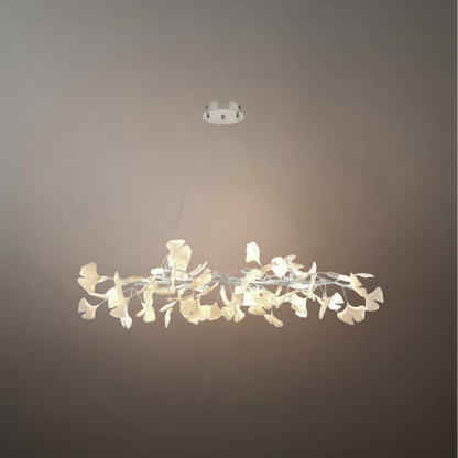 Modern Ginkgo Chandelier – Ceramic Petal Ceiling Light