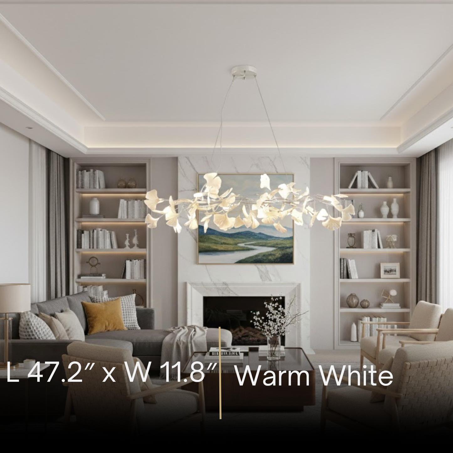 Modern Ginkgo Chandelier – Ceramic Petal Ceiling Light