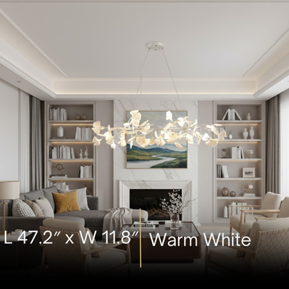 Modern Ginkgo Chandelier – Ceramic Petal Ceiling Light