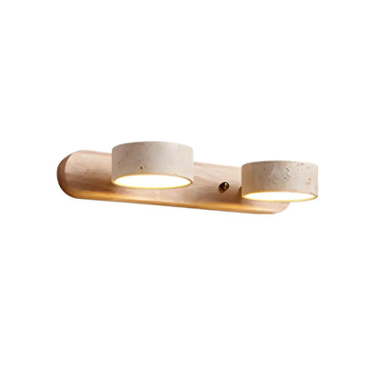 Modern Travertine Wall Light – Wood and Stone LED Sconce for Living Room
