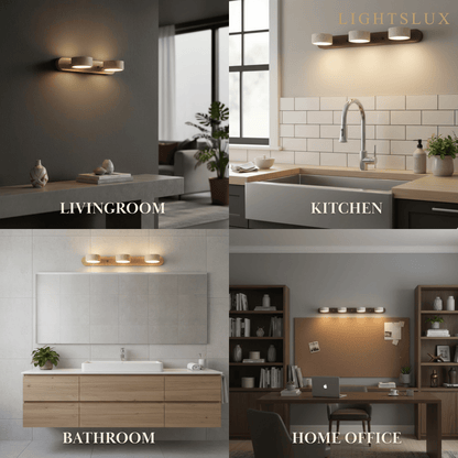 Modern Travertine Wall Light – Wood and Stone LED Sconce for Living Room