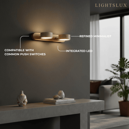 Modern Travertine Wall Light – Wood and Stone LED Sconce for Living Room