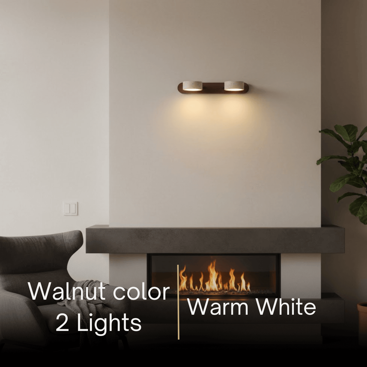 Modern Travertine Wall Light – Wood and Stone LED Sconce for Living Room