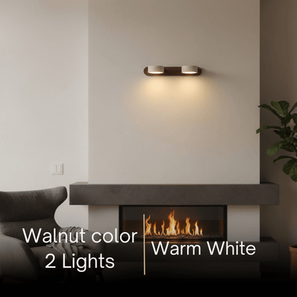 Modern Travertine Wall Light – Wood and Stone LED Sconce for Living Room