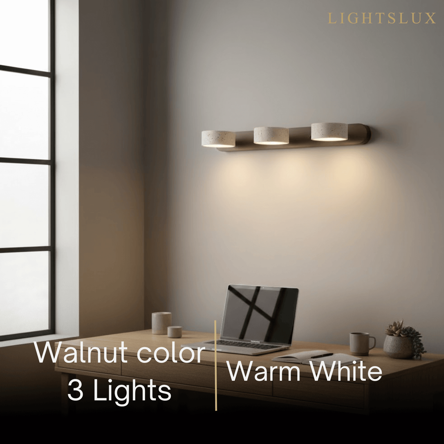 Modern Travertine Wall Light – Wood and Stone LED Sconce for Living Room