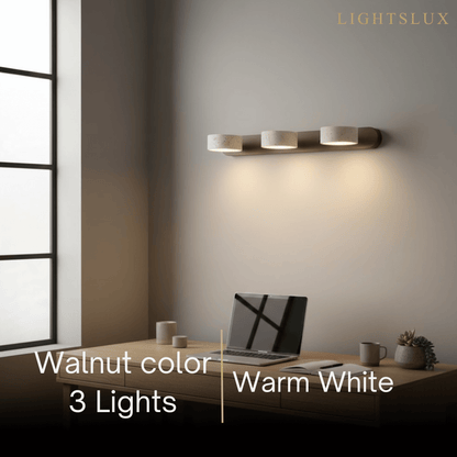 Modern Travertine Wall Light – Wood and Stone LED Sconce for Living Room