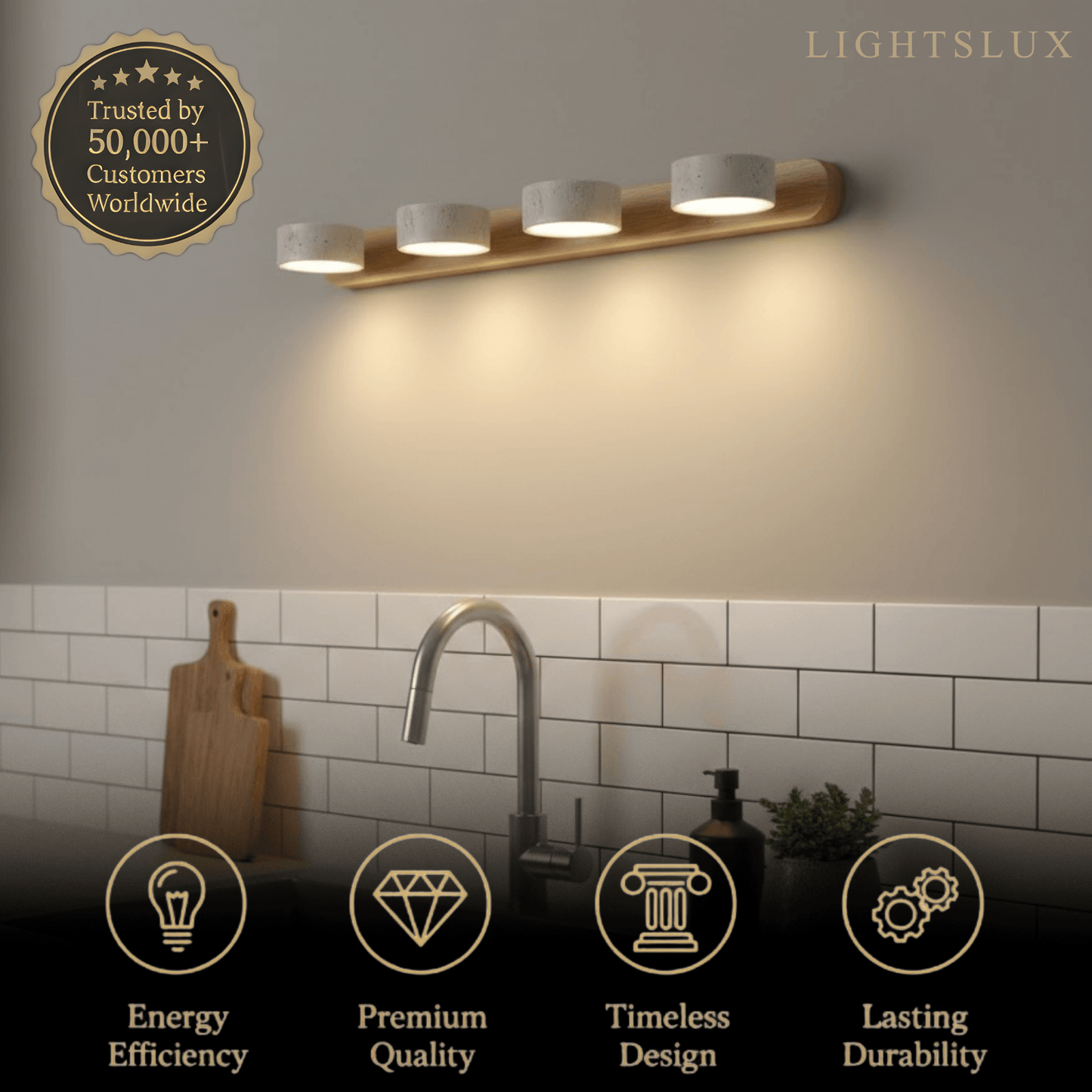 Modern Travertine Wall Light – Wood and Stone LED Sconce for Living Room