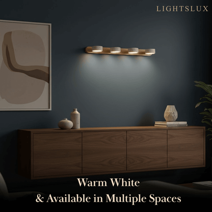 Modern Travertine Wall Light – Wood and Stone LED Sconce for Living Room