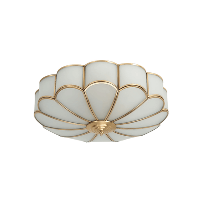 Modern Flower Glass Ceiling Light – Brass Flush Mount Lamp 
