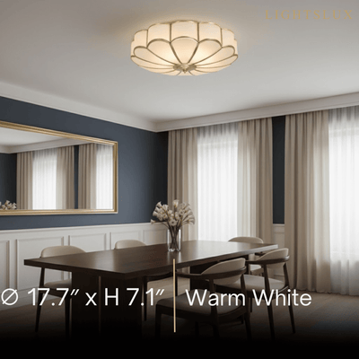 Modern Flower Glass Ceiling Light – Brass Flush Mount Lamp 