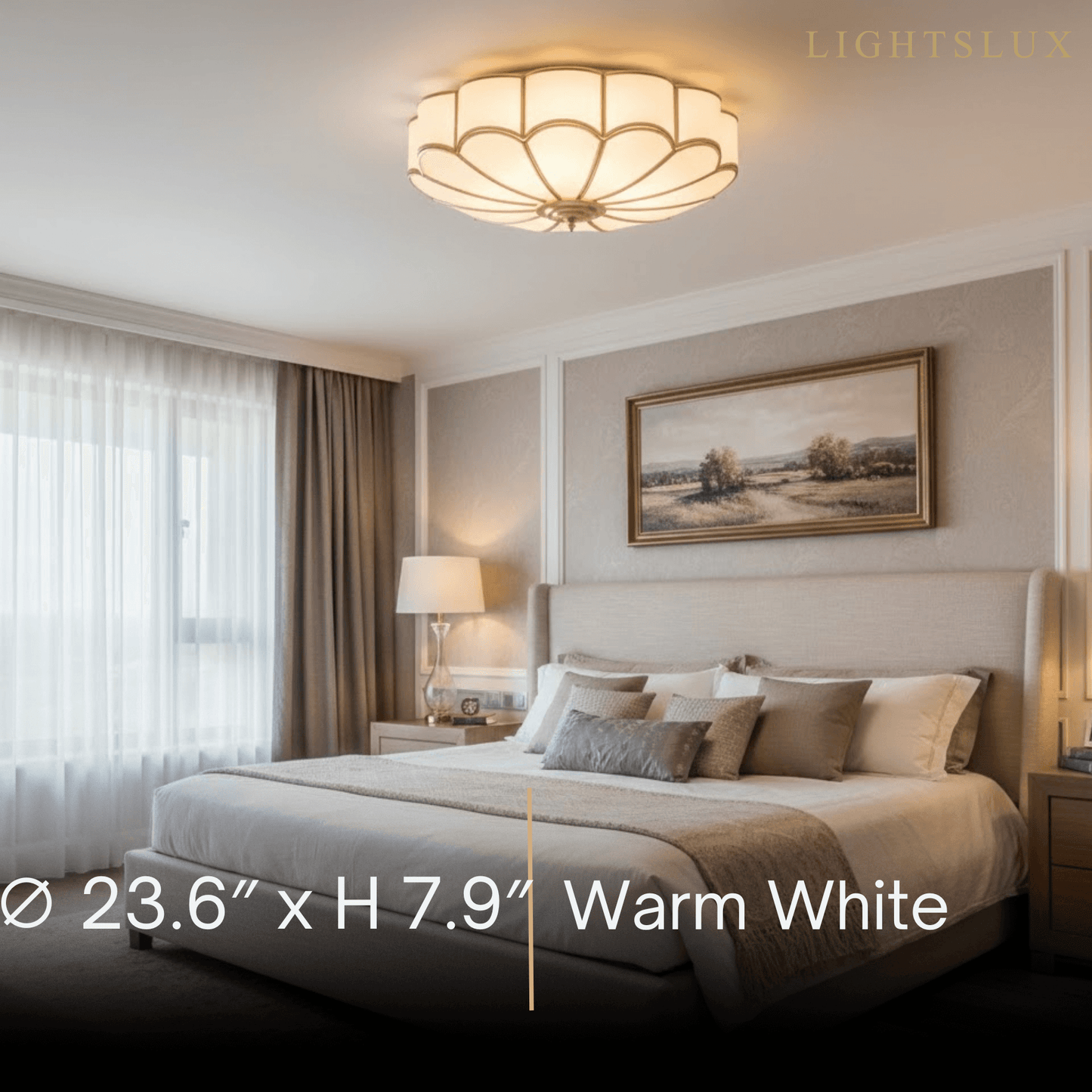 Modern Flower Glass Ceiling Light – Brass Flush Mount Lamp for Bedroom