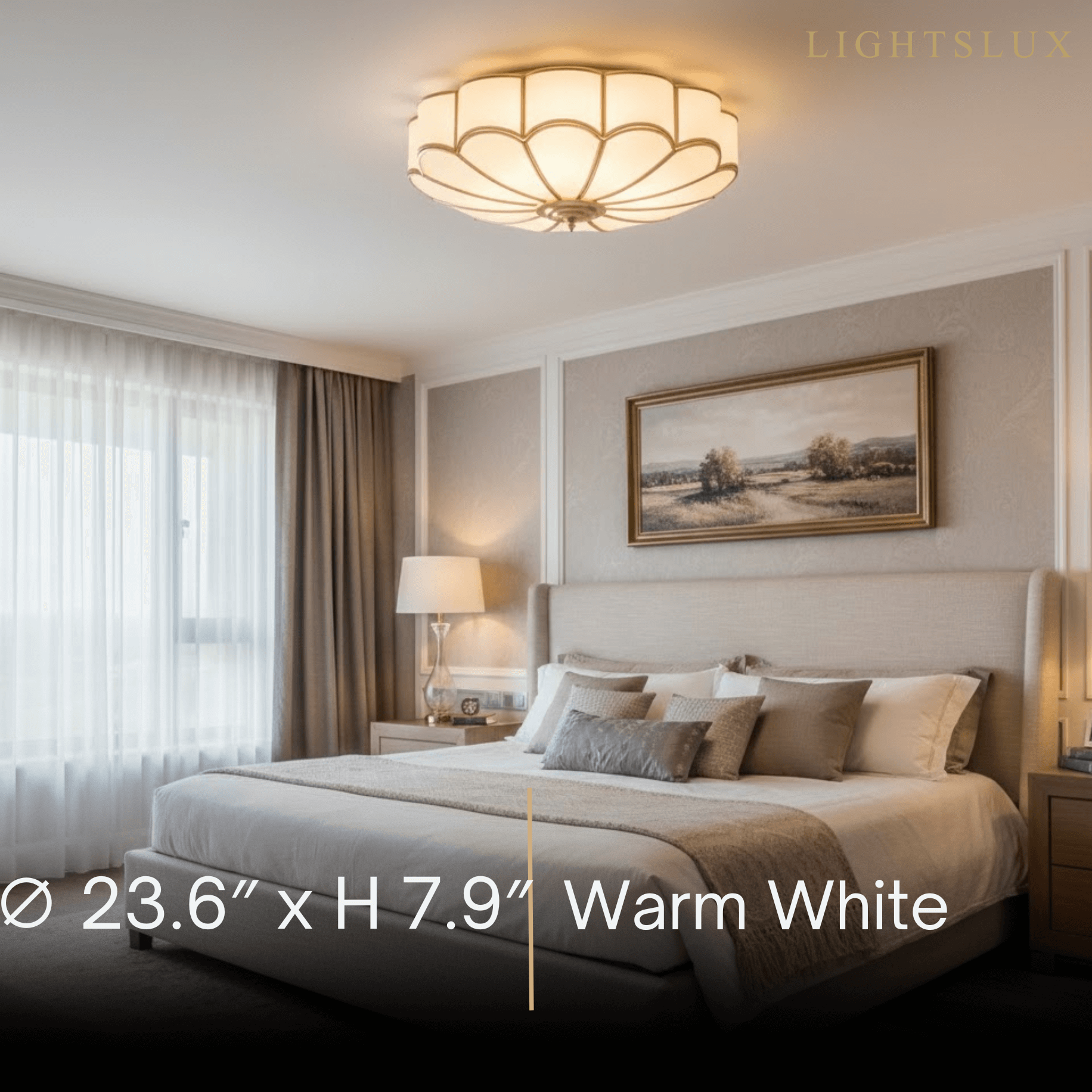Modern Flower Glass Ceiling Light – Brass Flush Mount Lamp for Bedroom
