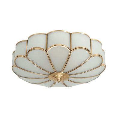 Modern Flower Glass Ceiling Light – Brass Flush Mount Lamp for Bedroom