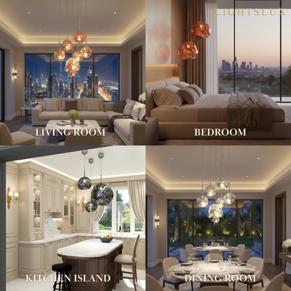 Contemporary Twisted Pendant Lamp — Mirror Finish in 4 Color for Dining Room/Living Room