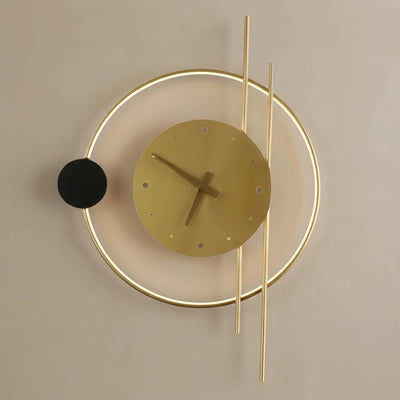 Irondale Art Deco Wall Lamp – Black/Gold Clock-Inspired Design for Living Room
