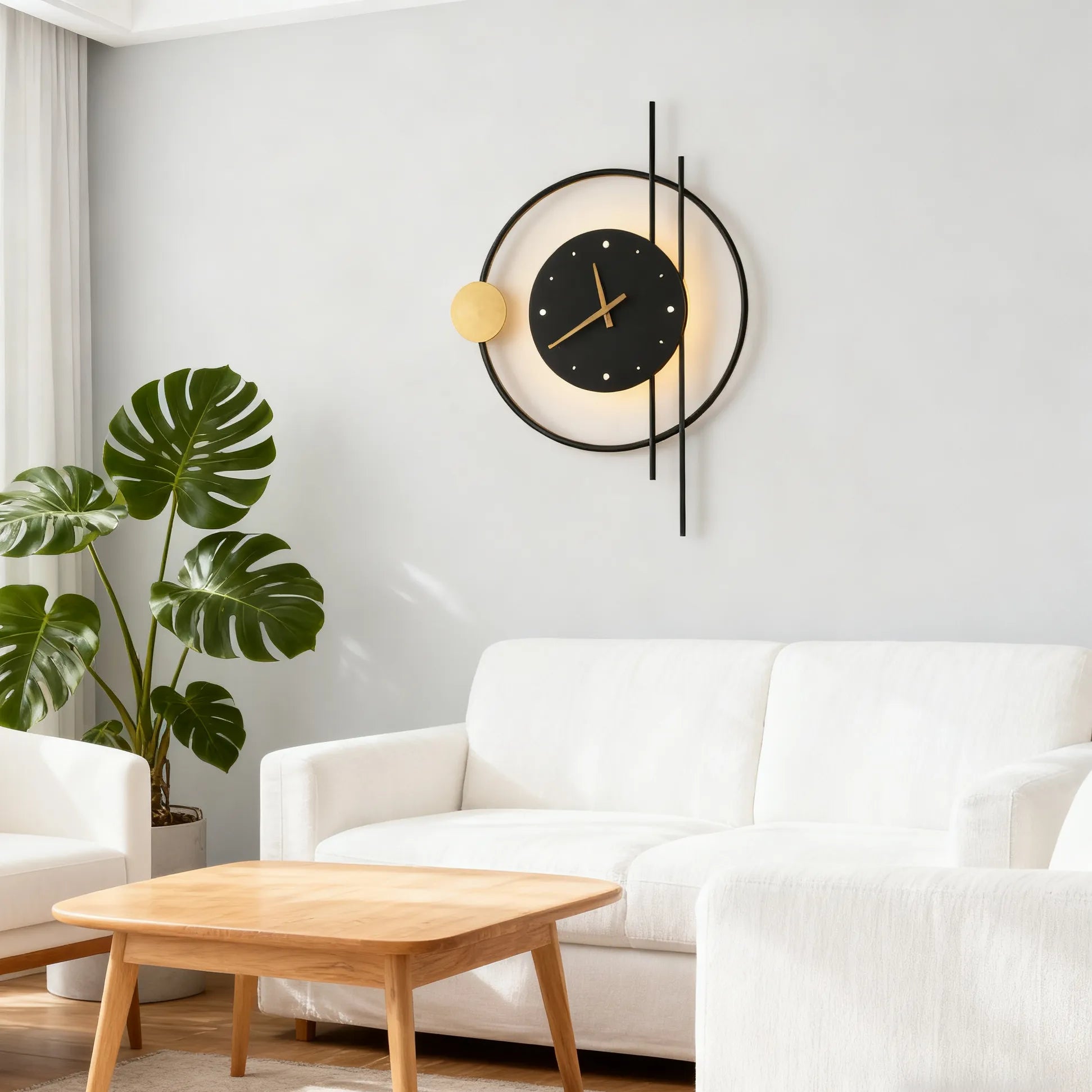 Art Deco Wall Lamp – Black Clock-Inspired Design