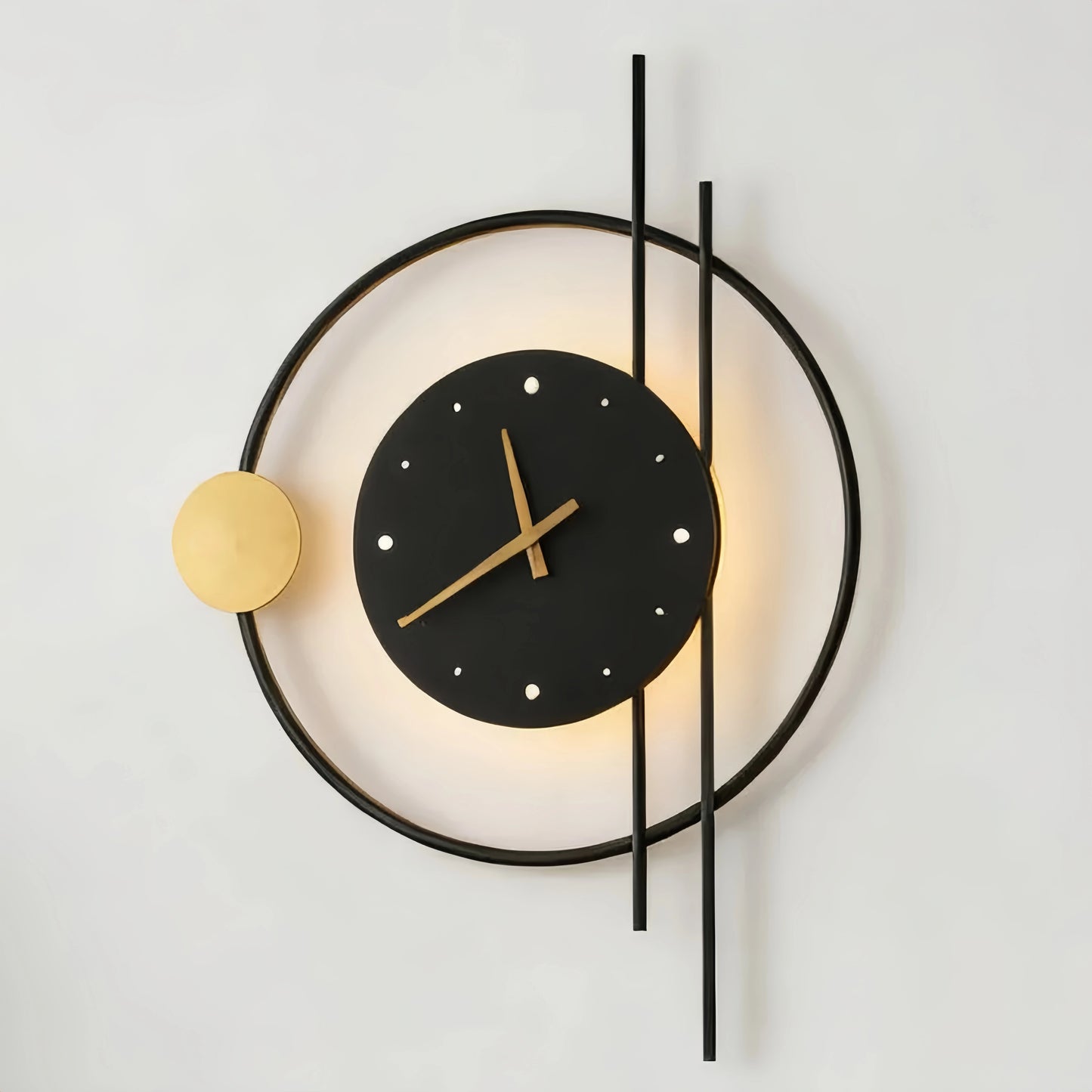 Irondale Art Deco Wall Lamp – Black/Gold Clock-Inspired Design for Living Room