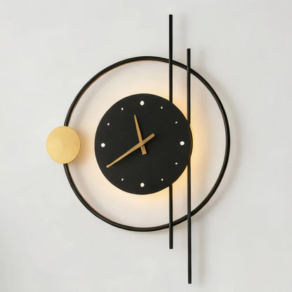 Irondale Art Deco Wall Lamp – Black/Gold Clock-Inspired Design for Living Room