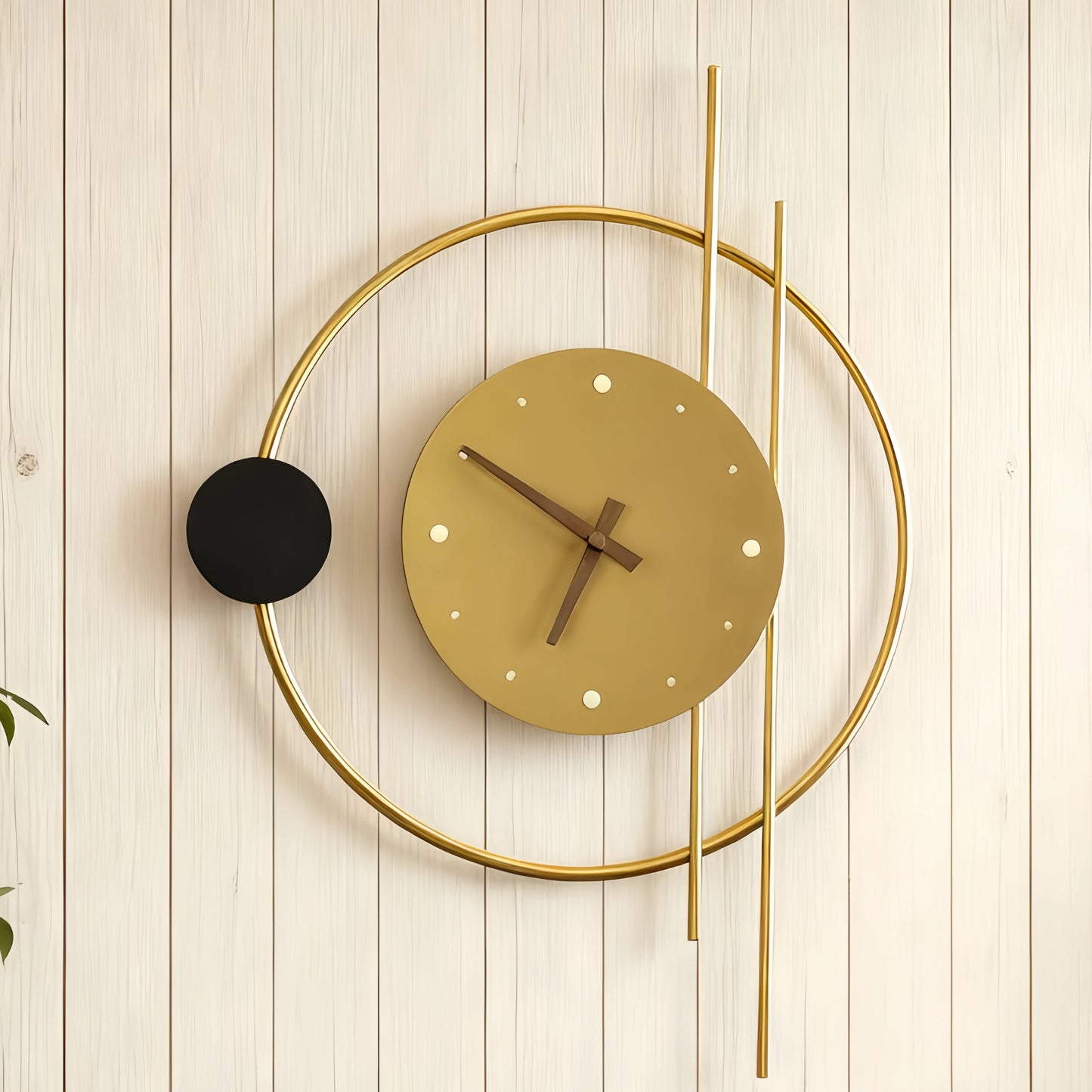 Irondale Art Deco Wall Lamp – Black/Gold Clock-Inspired Design for Living Room