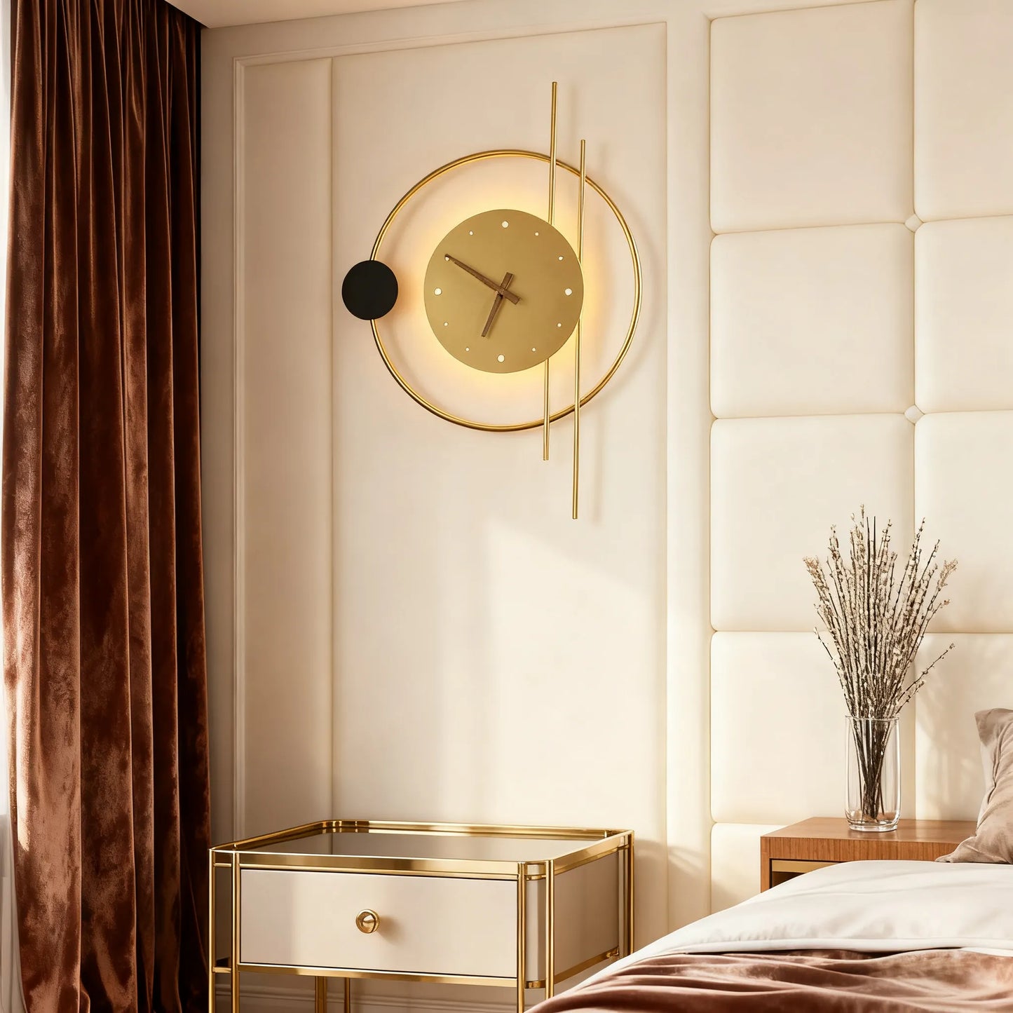 Art Deco Wall Lamp – Gold Clock-Inspired Design
