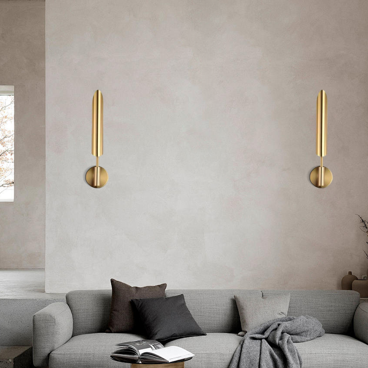 Excelis Moderne lineare Wandleuchte - Goldfarbenes Metall &amp; Glas für Garten/Flur