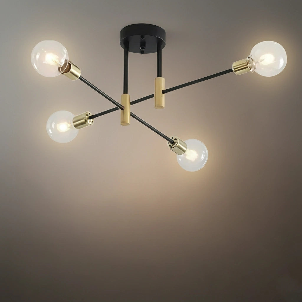 Chandelier – Black/Gold Metal Fixture 4/6/8 Heads Living Room