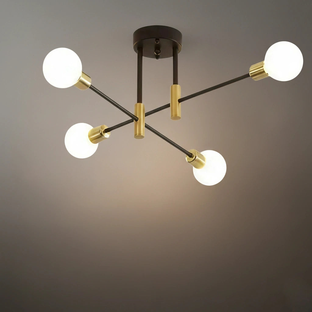 Chandelier – Black/Gold Metal Fixture 4/6/8 Heads Living Room