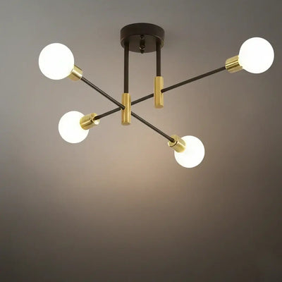 Chandelier – Black/Gold Metal Fixture 4/6/8 Heads Living Room