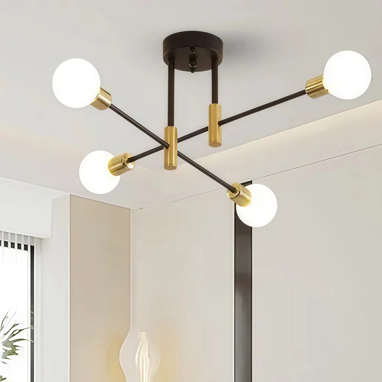 Nebula Modern Branching Chandelier – Black/Gold Metal Fixture 4/6/8 Heads Living Room